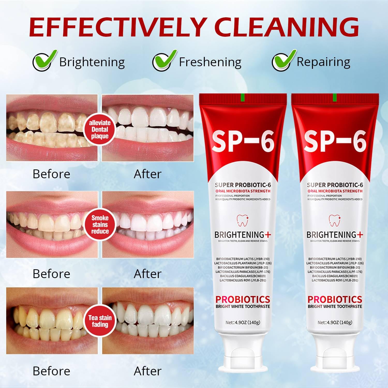 OHZH SP-6 probióticos pasta dientes: textura crema para cepillado suave y cómodo