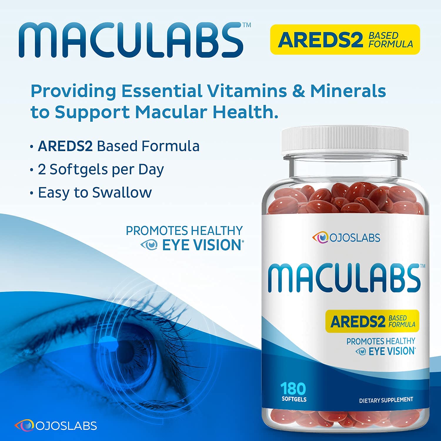 OjosLabs AREDS2: detalle de empaque para claridad y confianza.