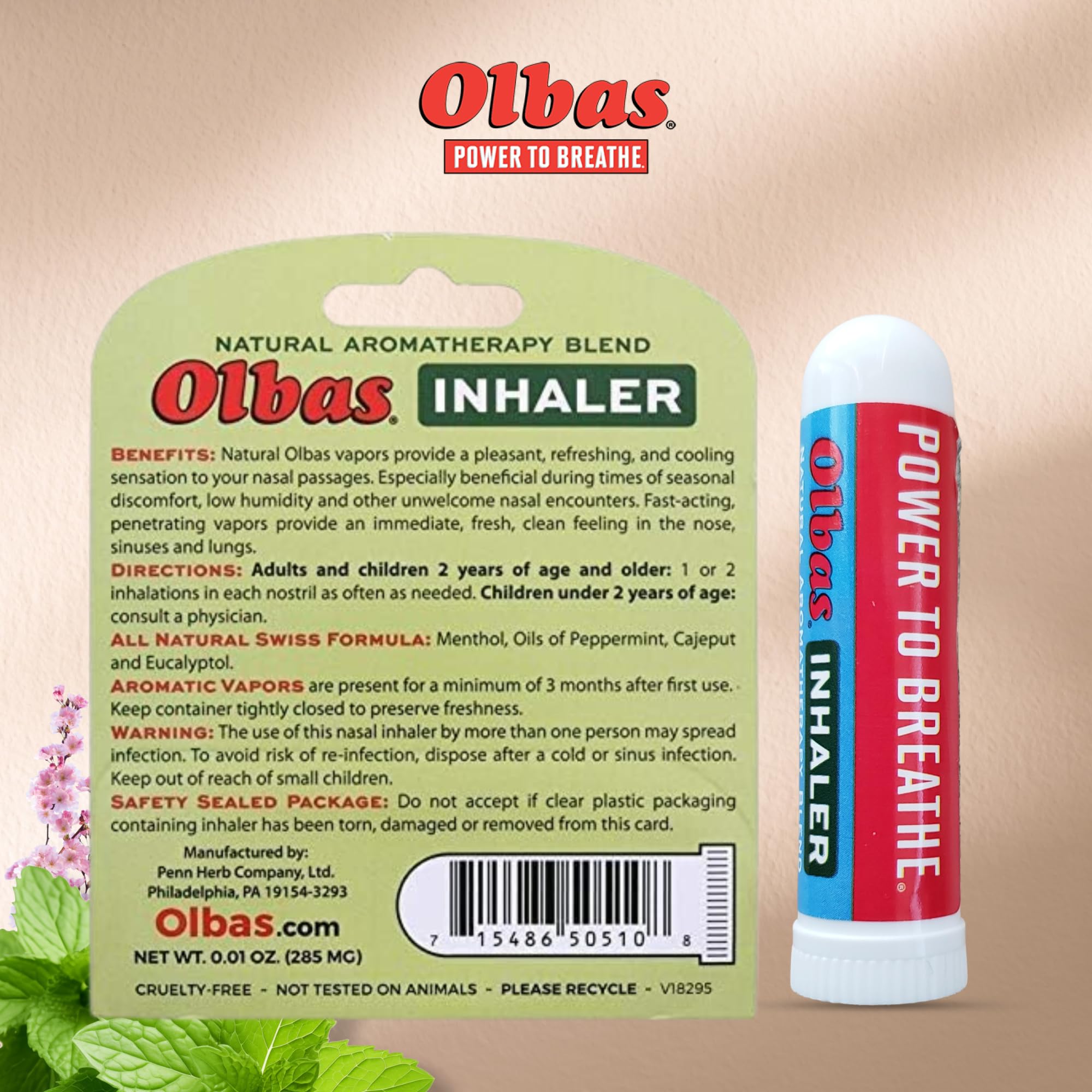 Olbas inhalador para viaje, tamaño compacto para bolso.