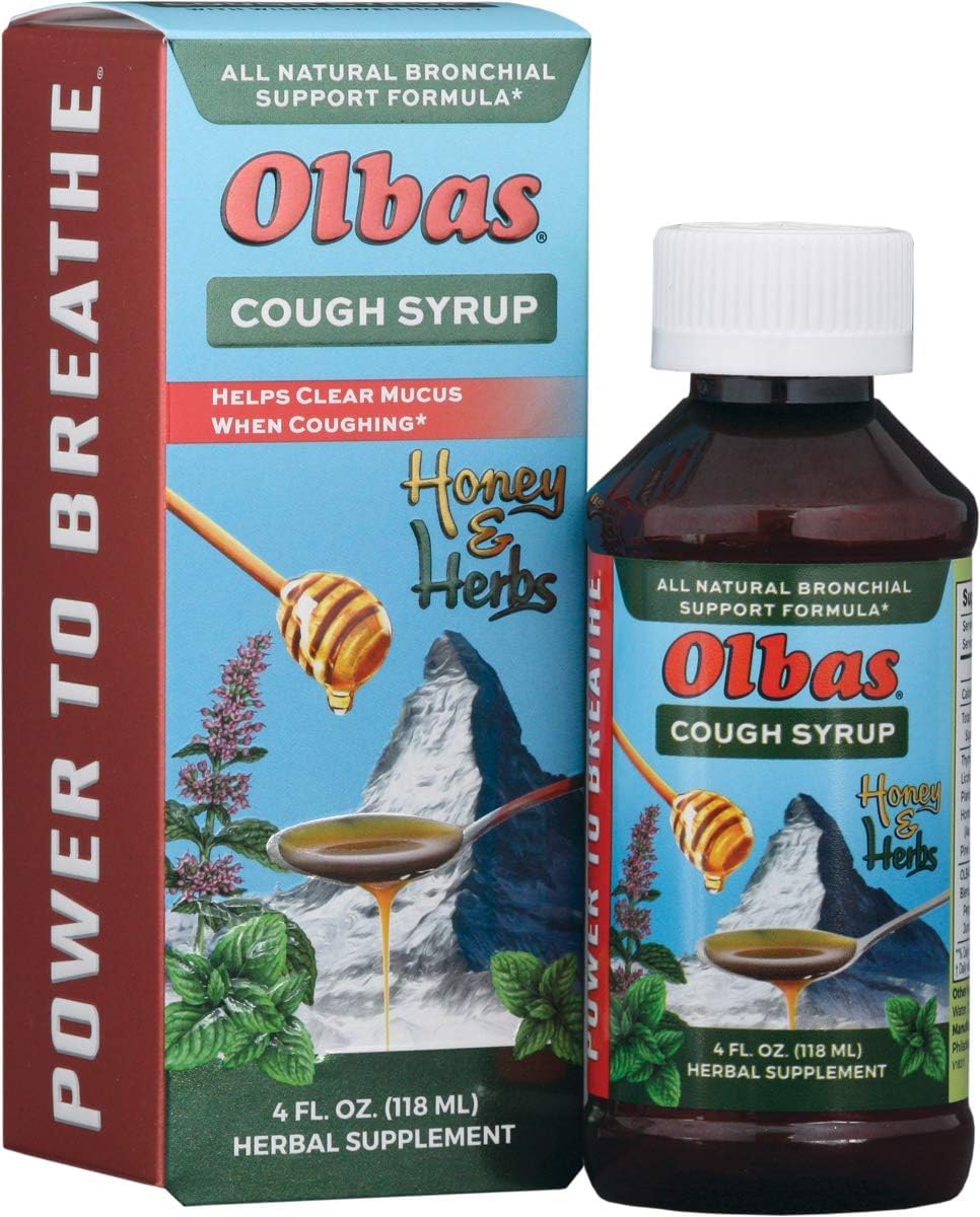 Sirope Olbas en botella miel hierbas, sabor agradable para la garganta