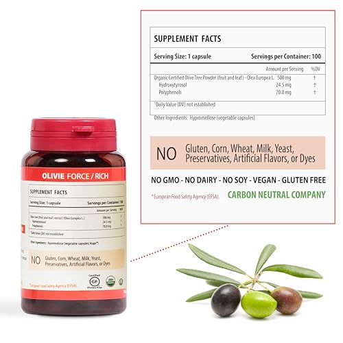 OLIVIE Force/Rich cápsulas de fruto de olivo: opción natural para la ingesta diaria.