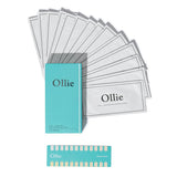 Ollie Enzy Sensitive Strips empaquetado; blanqueamiento suave para dientes sensibles sin irritación.