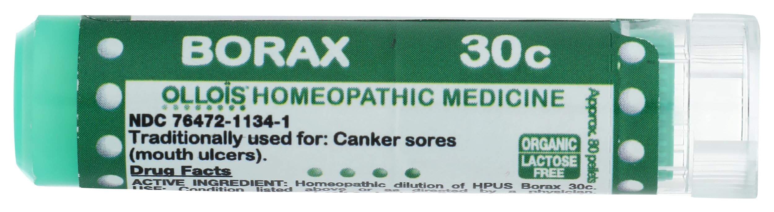 OLLOÏS Borax 30c: pellets bajo la lengua para disolución rápida y suave.