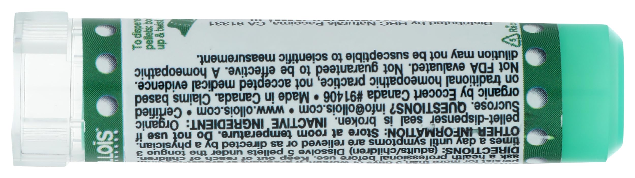 Pellets de OLLOÏS Rhus Toxicodendron 30c en primer plano para disolución rápida.