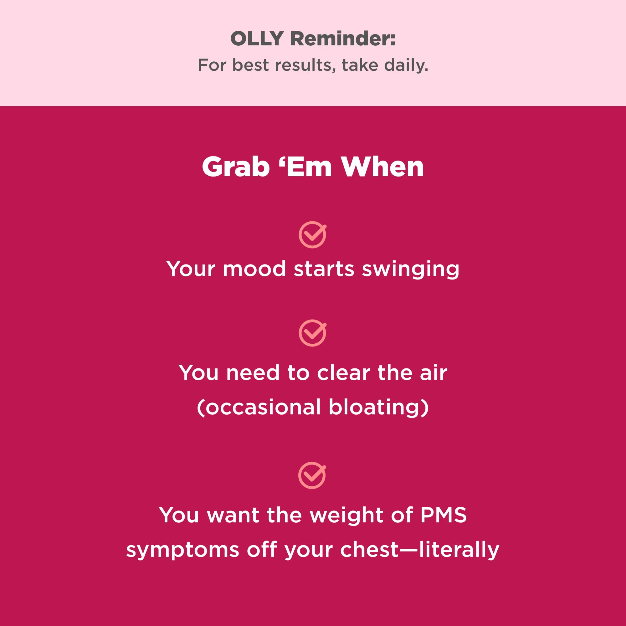 OLLY Period Hero Gummies: formato para rutina diaria de 60 gomitas.