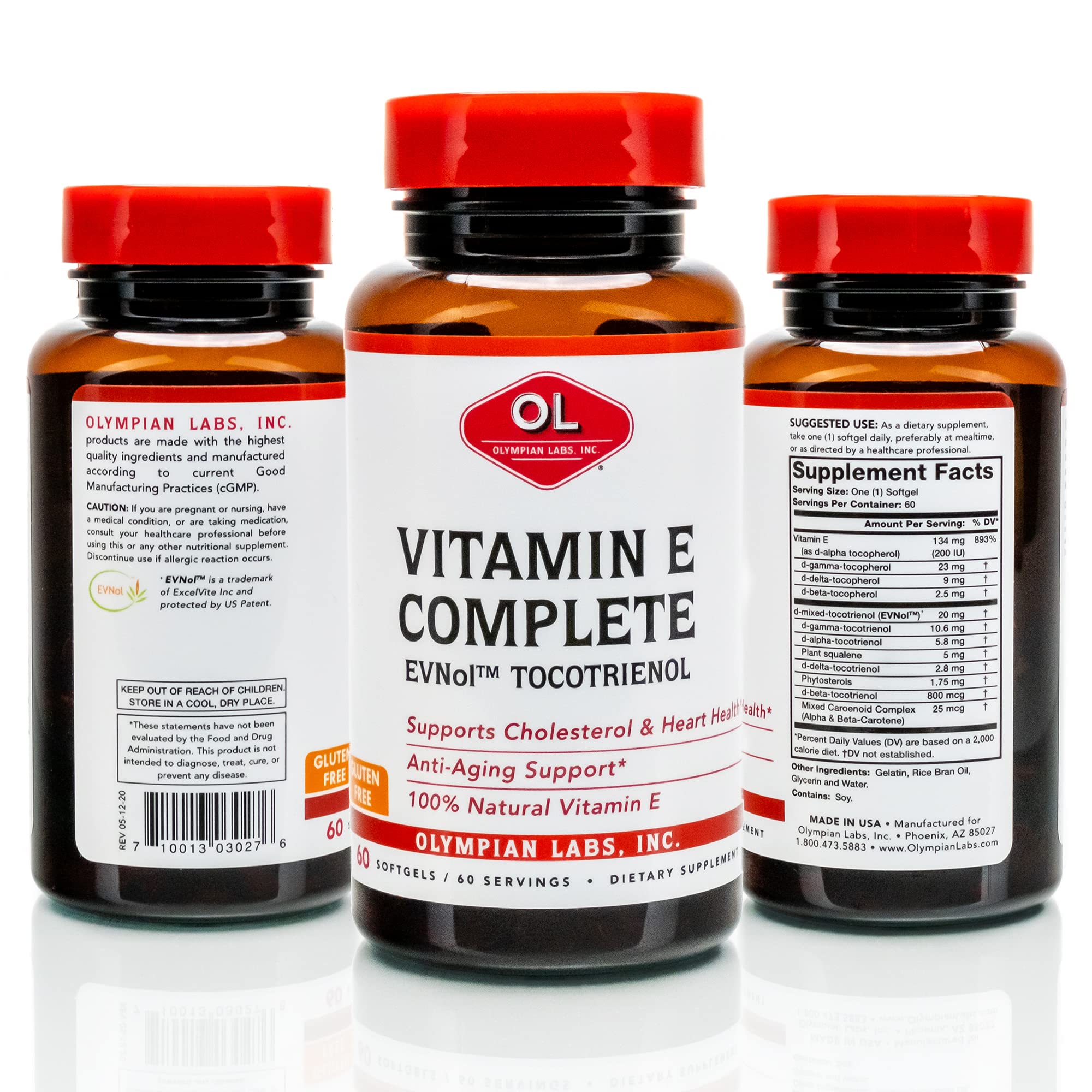 Cápsulas de Olympian Labs Vitamina E Tocomin para piel luminosa y cabello sano