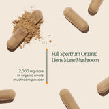 OM MUSHROOM dosis 2000 mg por porción, etiqueta visible para uso diario.