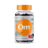 OM MUSHROOM MASTER BLEND GUMMIES frentes: envase colorido y apoyo diario a la inmunidad