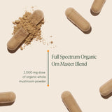 Om Master Blend muestra ingredientes con 10 hongos para apoyar la salud general
