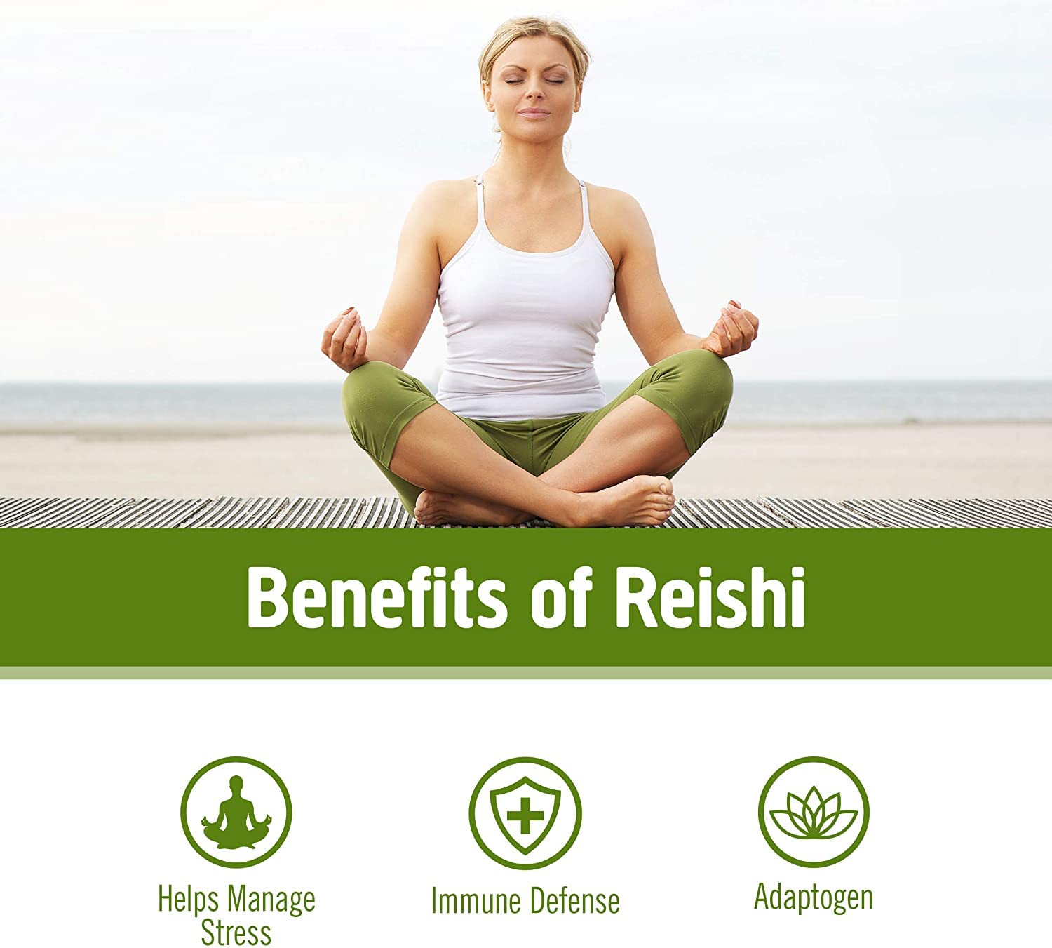 Etiqueta de OM MUSHROOM SUPERFOOD Reishi, detalle de origen orgánico y vegano.