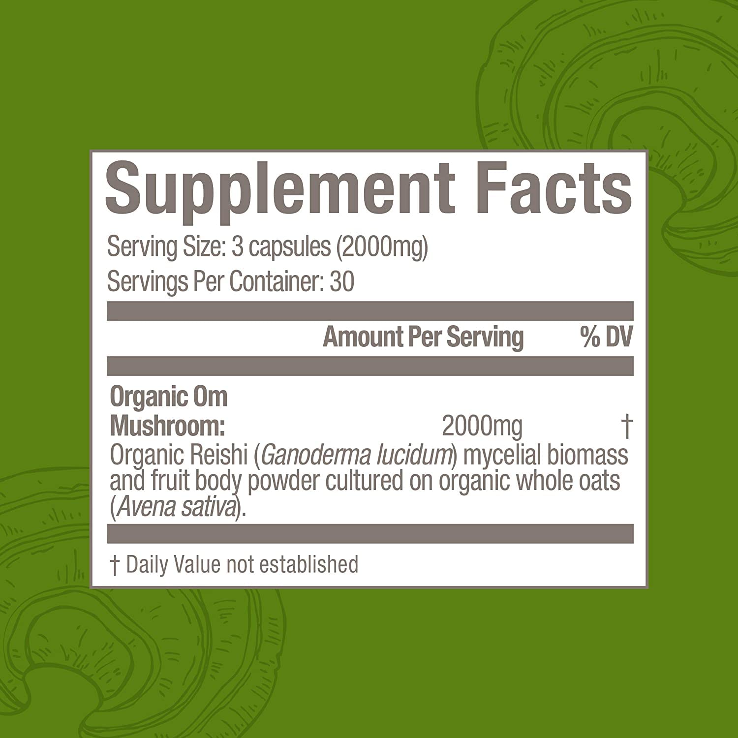 Cápsulas OM MUSHROOM SUPERFOOD Reishi apiladas, opción de suplemento diario.