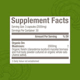Cápsulas OM MUSHROOM SUPERFOOD Reishi apiladas, opción de suplemento diario.