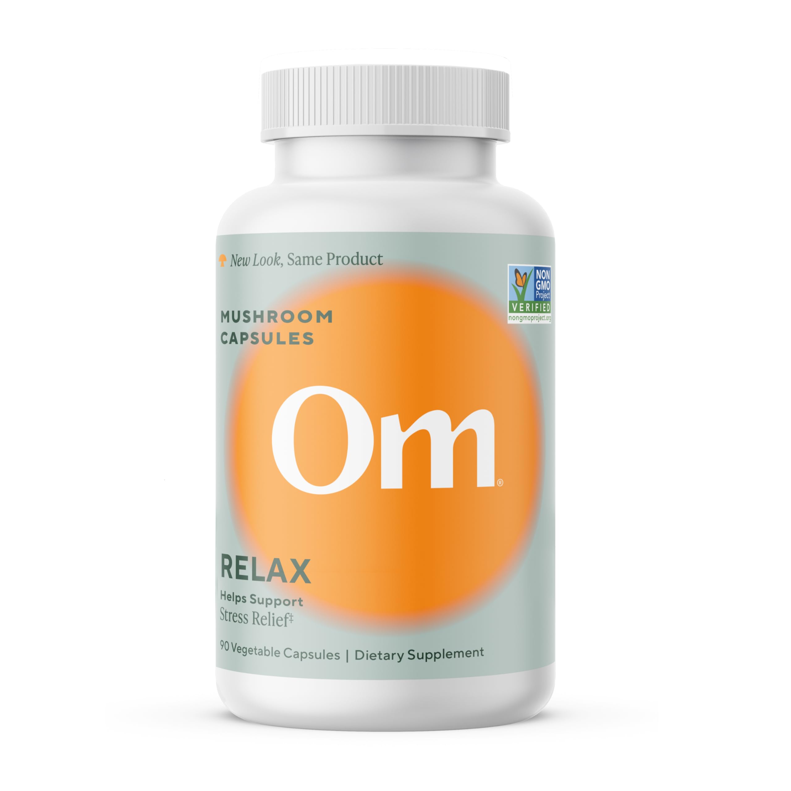 OM MUSHROOM RELAX cápsulas en botella para apoyo diario ante el estrés