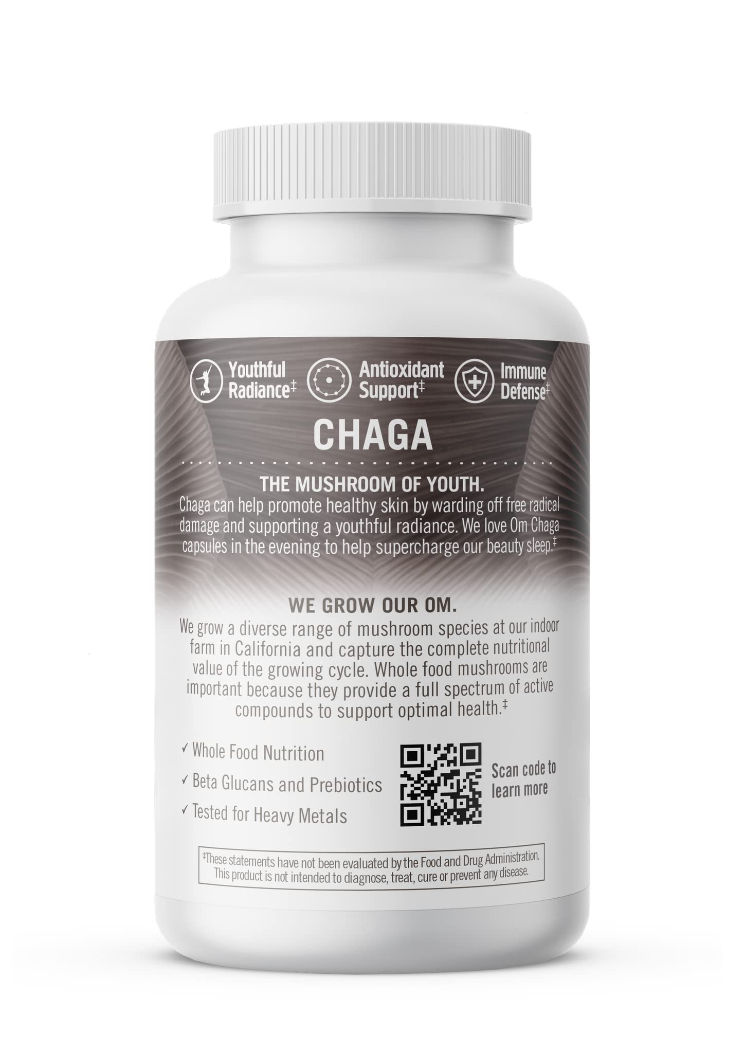 OM MUSHROOM SUPERFOOD Chaga, producto certificado y verificado por terceros.