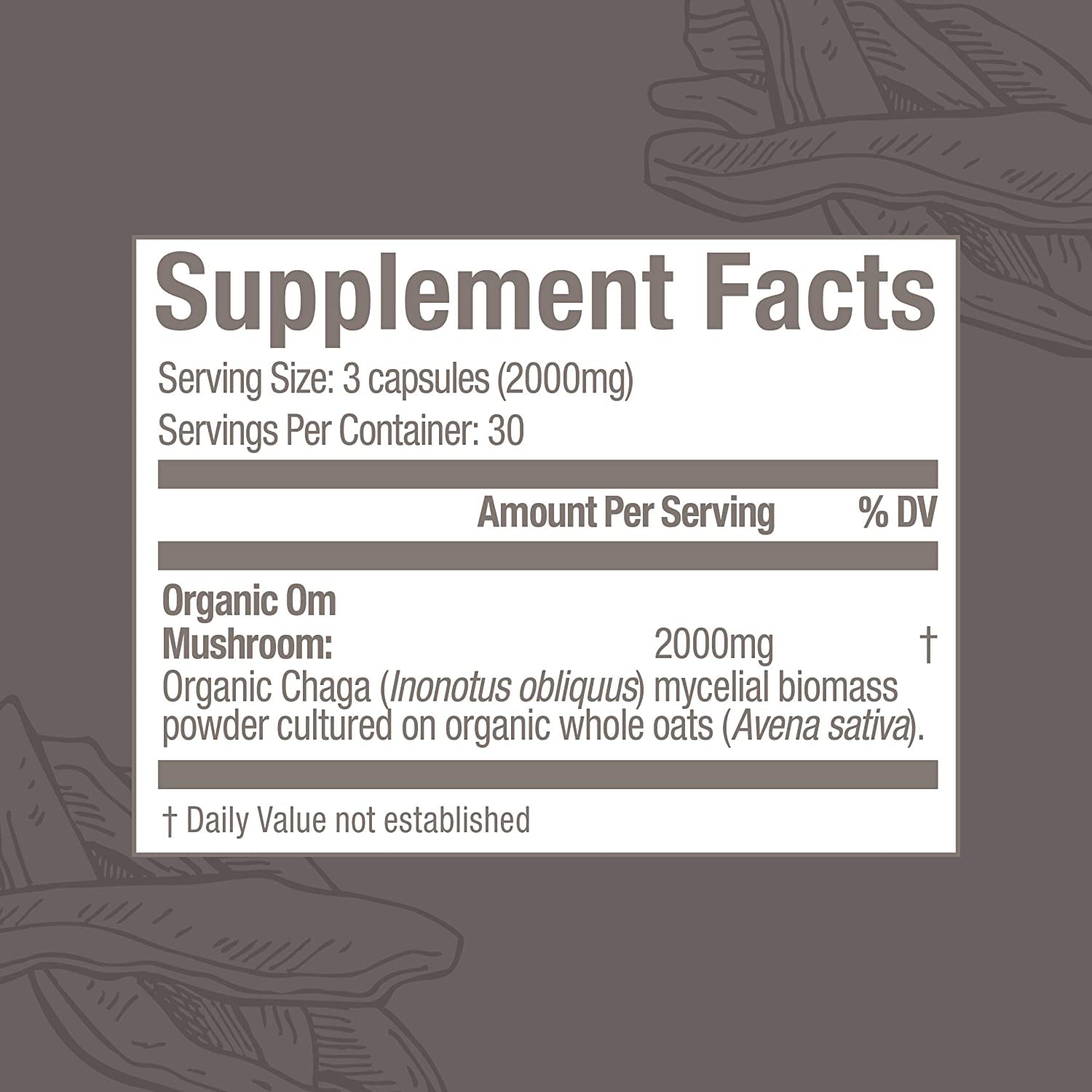 OM MUSHROOM SUPERFOOD Chaga, cápsulas con micelio y cuerpo del hongo, cultivo orgánico.