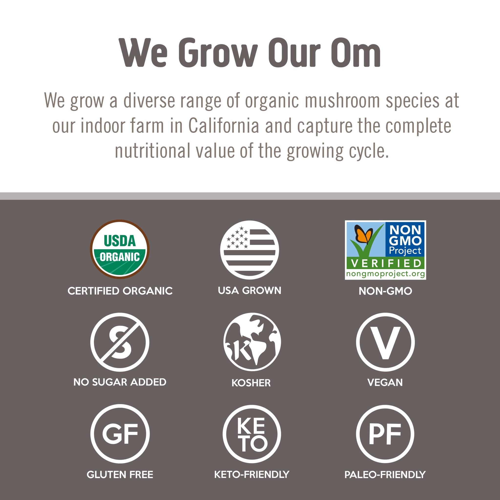 OM MUSHROOM SUPERFOOD Chaga: prueba de calidad de terceros para seguridad.