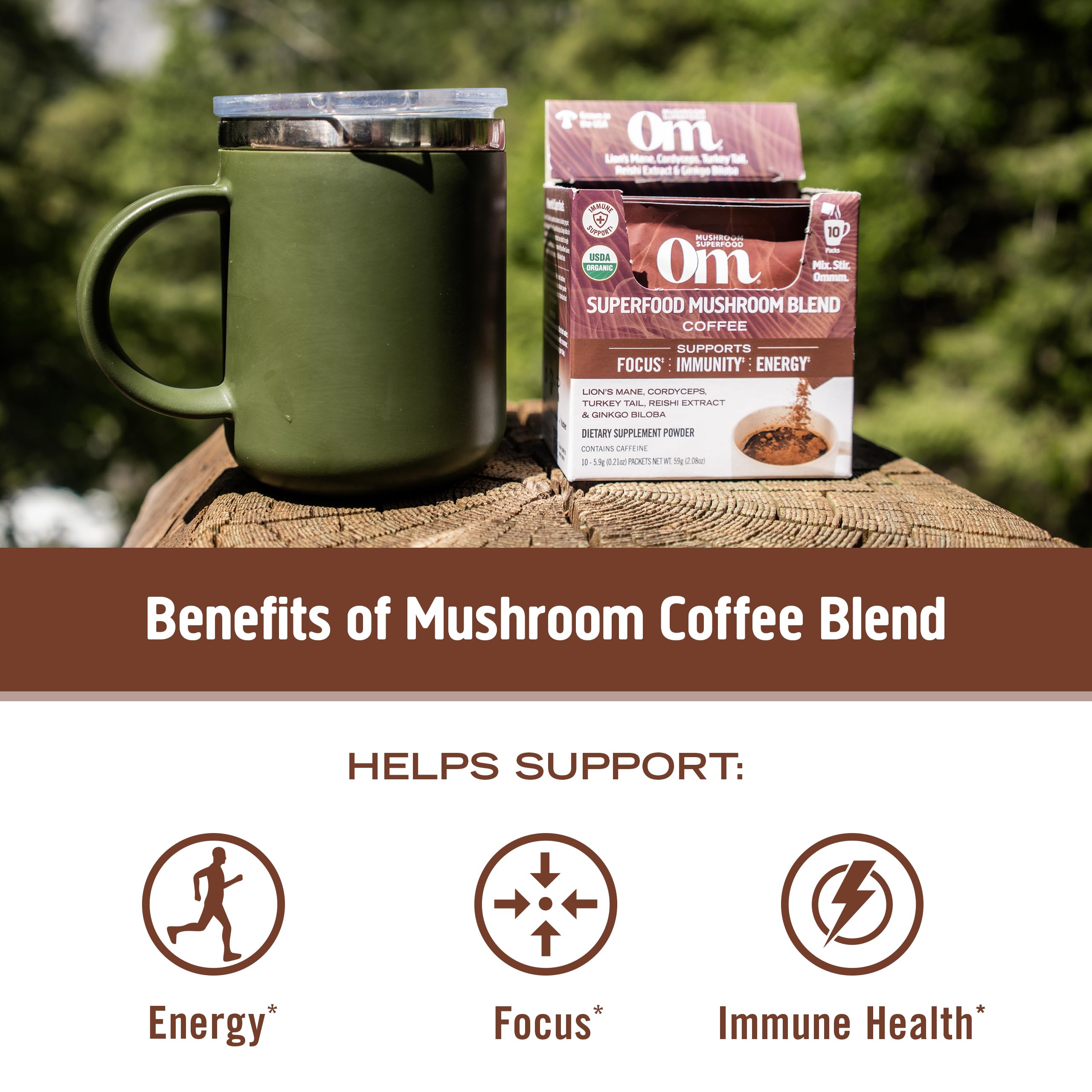 OM MUSHROOM SUPERFOOD cola de pavo polvo apoyo inmunológico diario