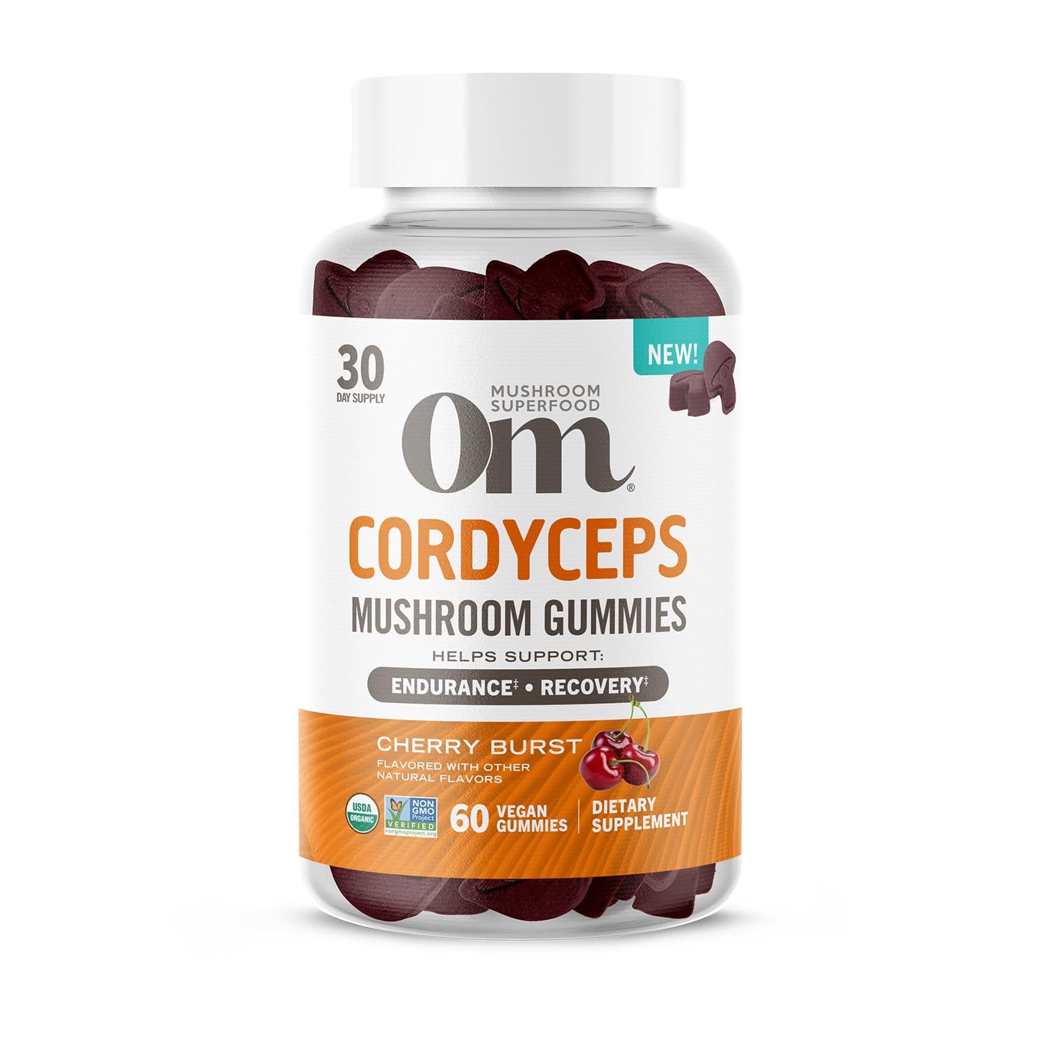 OM MUSHROOM Cordyceps gomillas para energía y rendimiento diario.