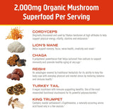 OM MUSHROOM SUPERFOOD etiqueta orgánica certificada y calidad garantizada