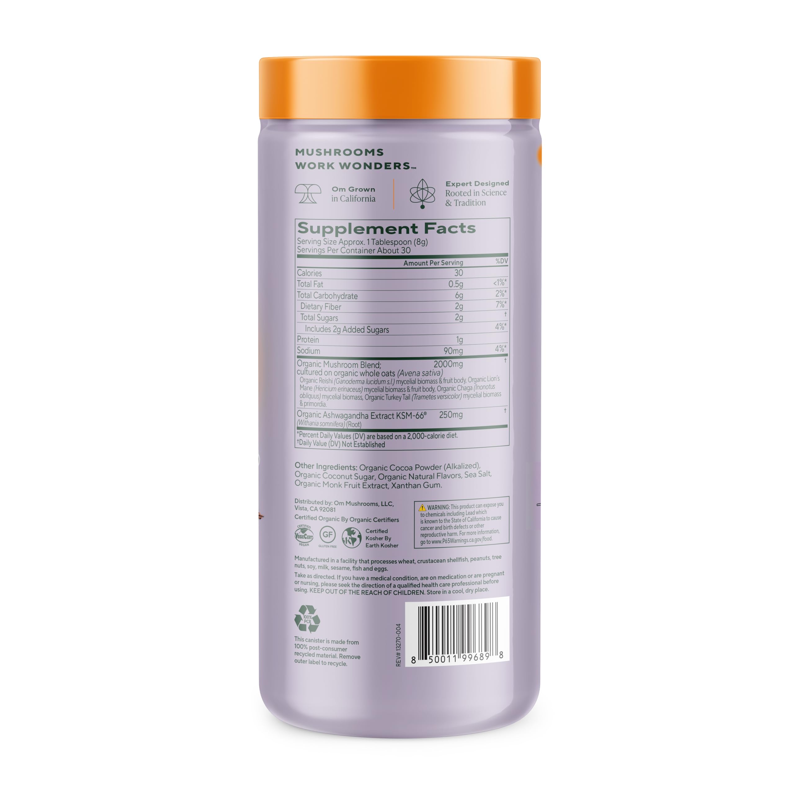 Taza de chocolate caliente OM MUSHROOM SUPERFOOD preparado para disfrutar.