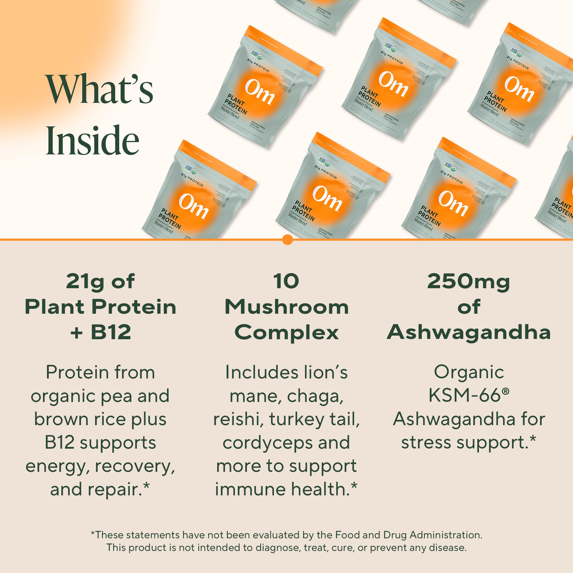 OM MUSHROOM SUPERFOOD Mezcla Maestra ashwaganda en polvo para equilibrio diario