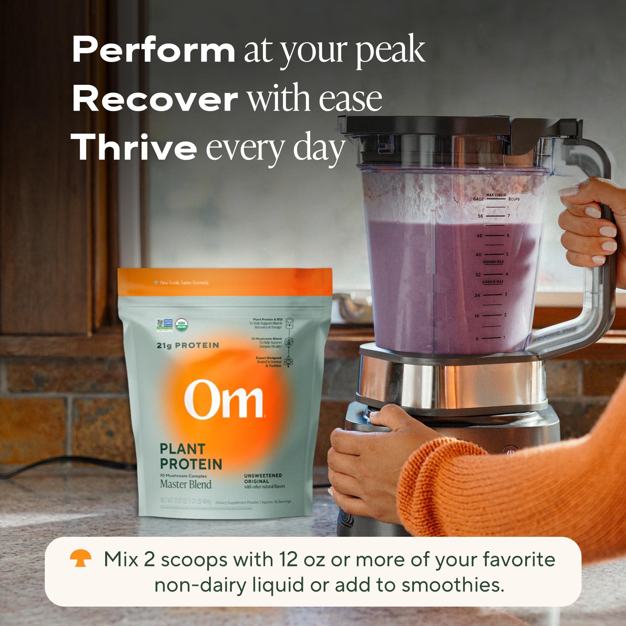 OM MUSHROOM SUPERFOOD Mezcla Maestra con BCAA para soporte muscular
