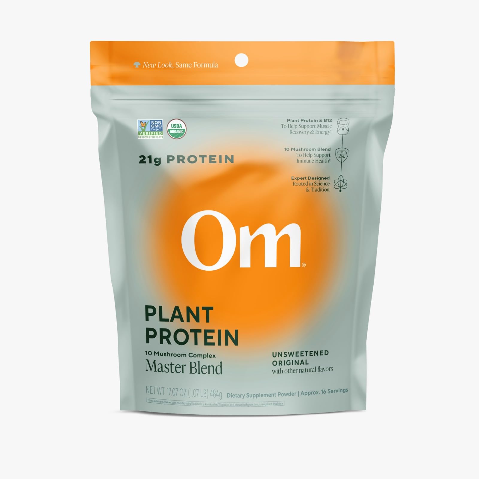 OM MUSHROOM SUPERFOOD Mezcla Maestra bolsa de 16 porciones para energía sostenida