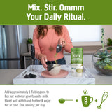 OM MUSHROOM SUPERFOOD Mezcla Matcha Latte con 30 porciones para planificación semanal.