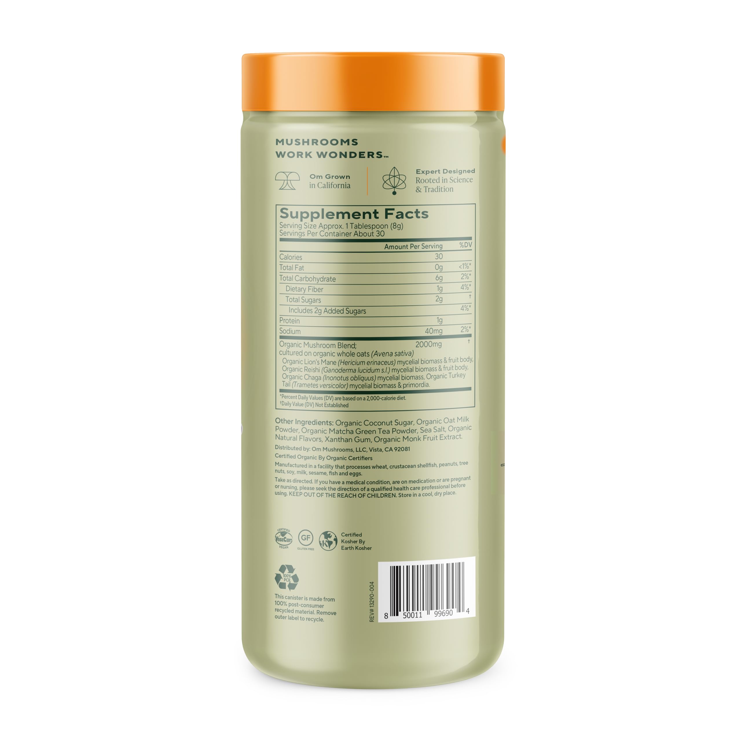 OM MUSHROOM SUPERFOOD Mezcla Matcha Latte textura cremosa para experiencia suave.