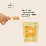 OM MUSHROOM SUPERFOOD polvo orgánico para salud nerviosa.
