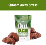 OM MUSHROOM SUPERFOOD Reishi polvo, batido nutritivo con estructura suave.