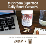 OM MUSHROOM SUPERFOOD textura polvo fino para mezclas suaves.