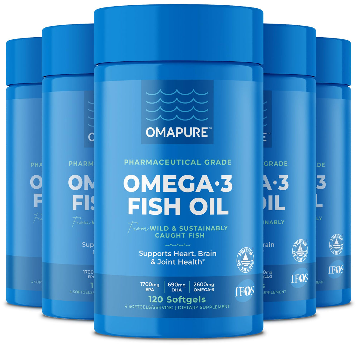 OMAPURE aceite de pescado en botella, cápsulas fáciles de tragar para apoyar la salud general.