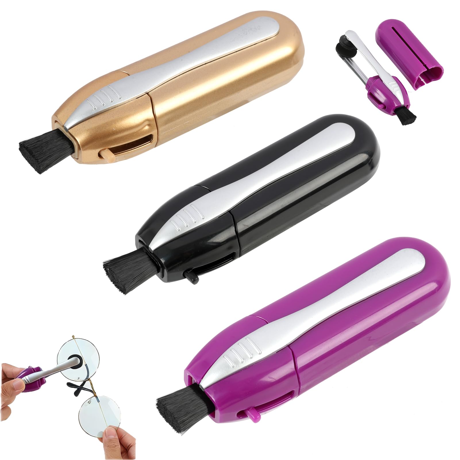 OMASUNB limpiador de gafas en oro, kit todo en uno para mantener lentes claros