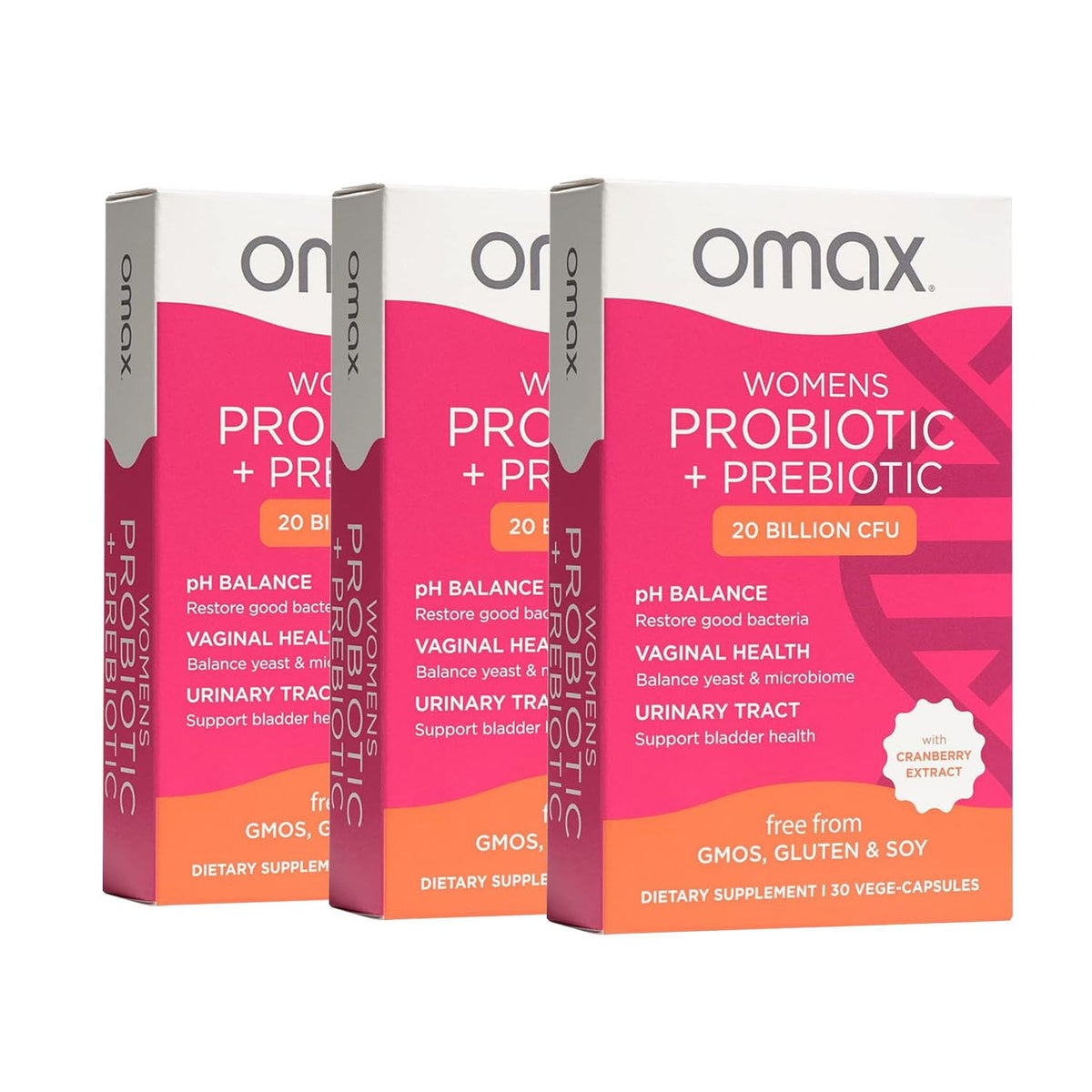Omax3 probiótico femenino, caja de cápsulas veganas para equilibrio diario