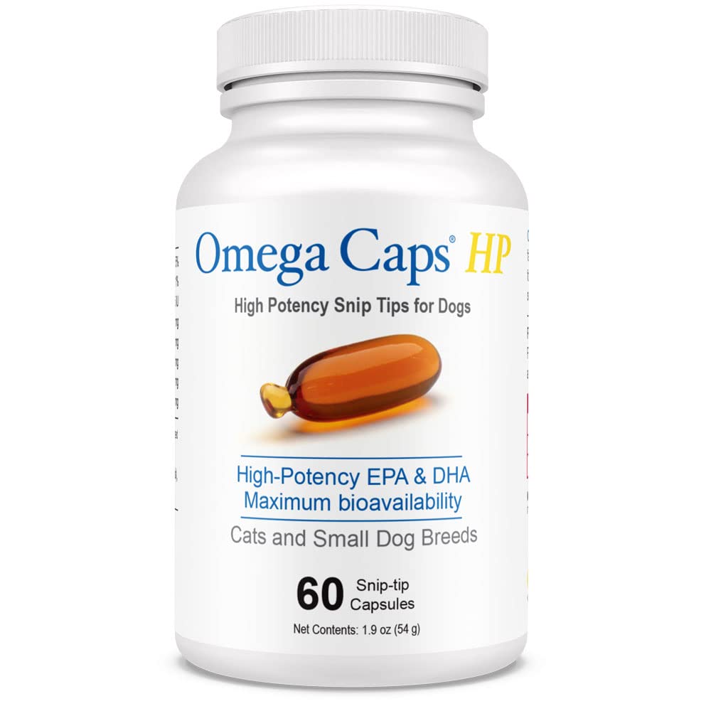 Omega Caps HP Snip Tips para gatos, pelaje suave y brillo mejorado.