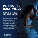 Etiqueta de SleepXL que destaca su enfoque natural para descansar.