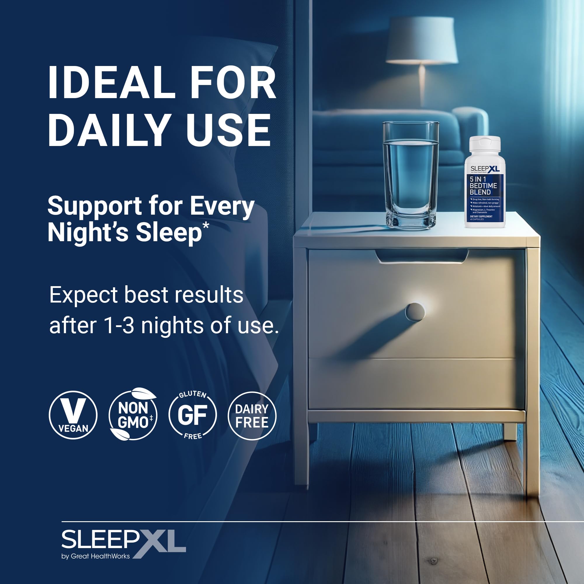Ingredientes clave SleepXL: calma y apoyo nocturno sin hábitos.