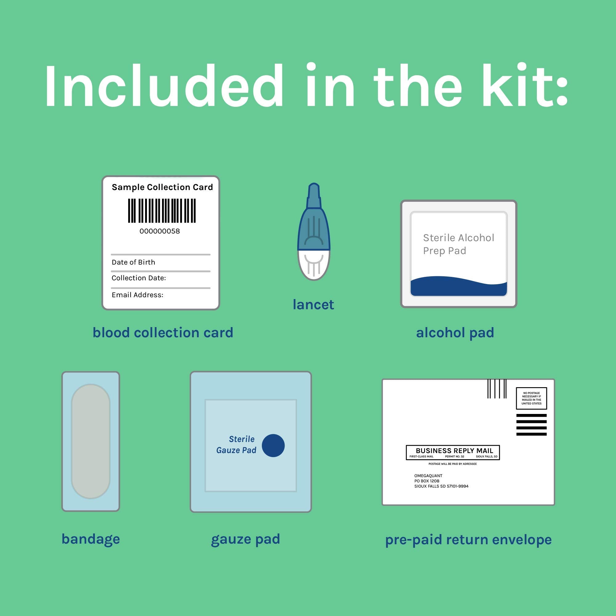 Kit de recolección de muestra de OmegaQuant para pruebas en casa