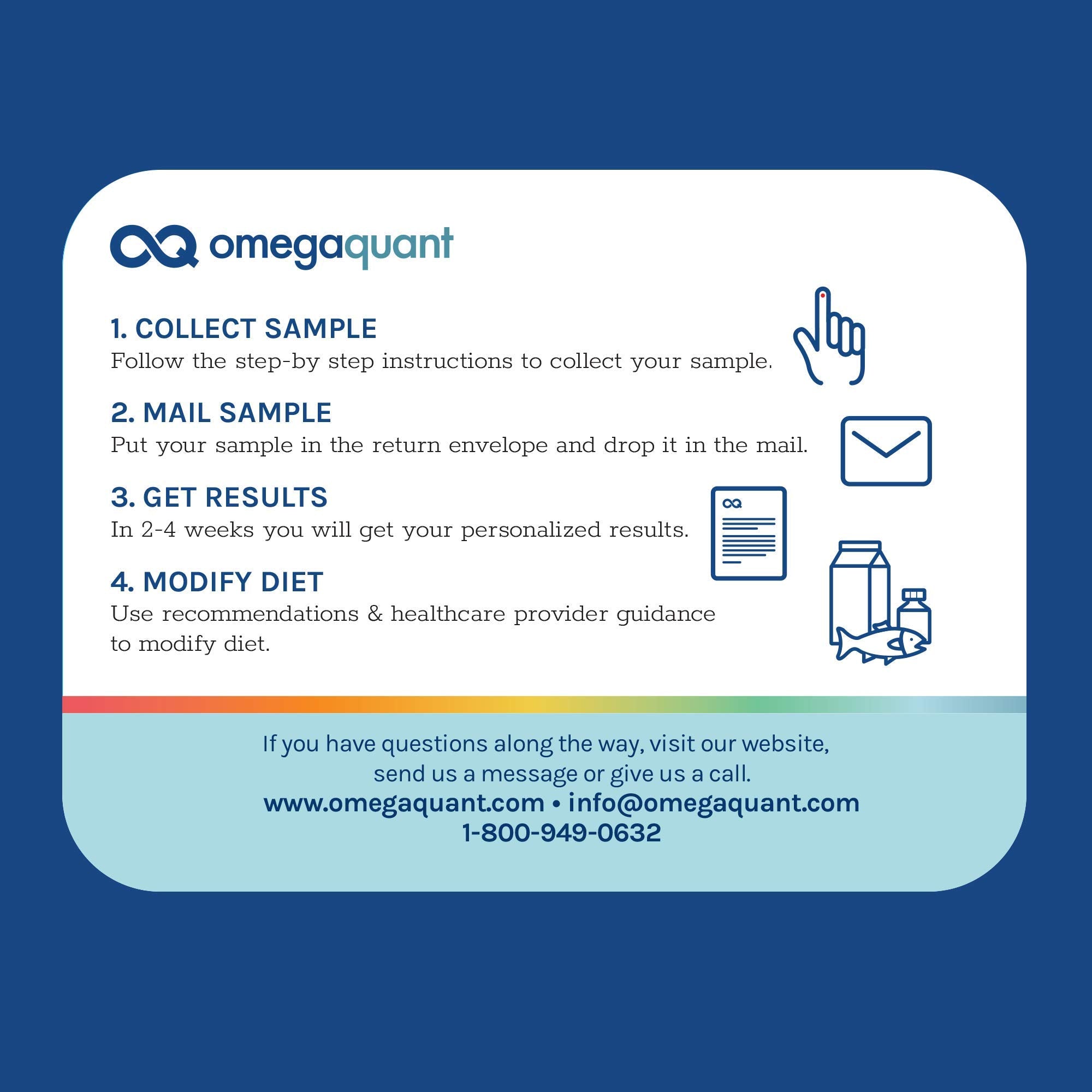 Muestra de sangre en tubo de OmegaQuant para análisis de omega-3