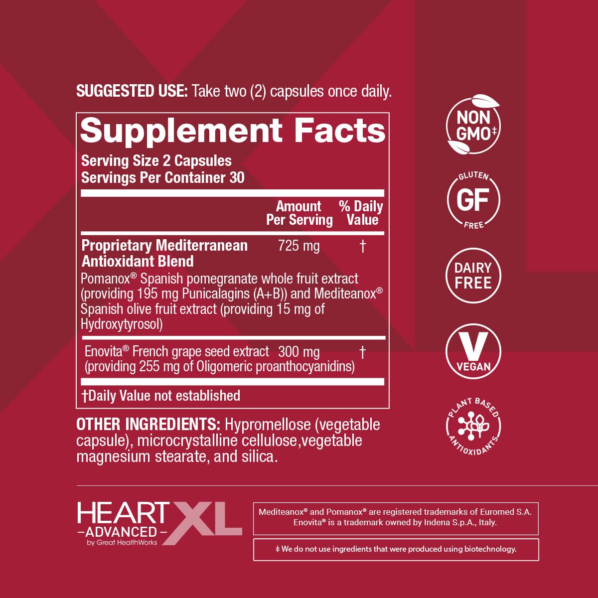 OmegaXL HeartXL Advanced: envase de 60 cápsulas para tranquilidad en la vida diaria.