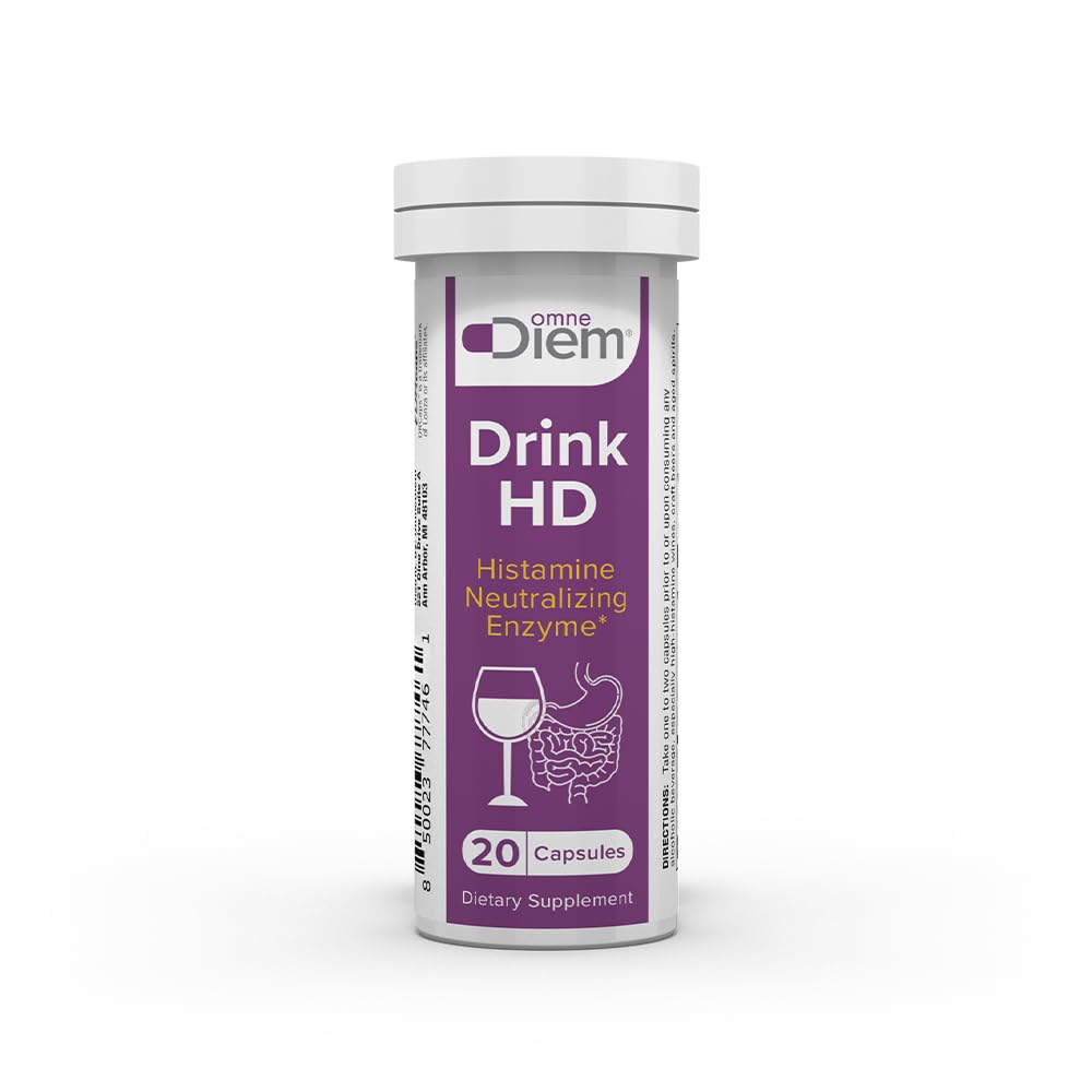 OmneDiem Drink HD, botella derramando, apoya una digestión suave tras la comida.