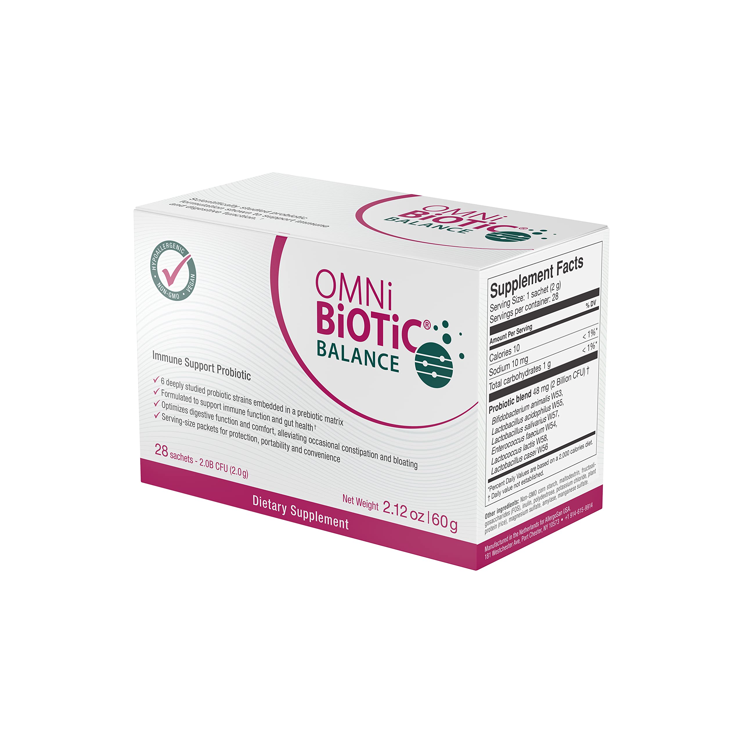 Etiqueta hipoalergénico sin OGM de OMNi BiOTiC Balance