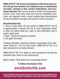 OMNi BiOTiC AB 10: etiqueta indica alta viabilidad de probióticos vivos