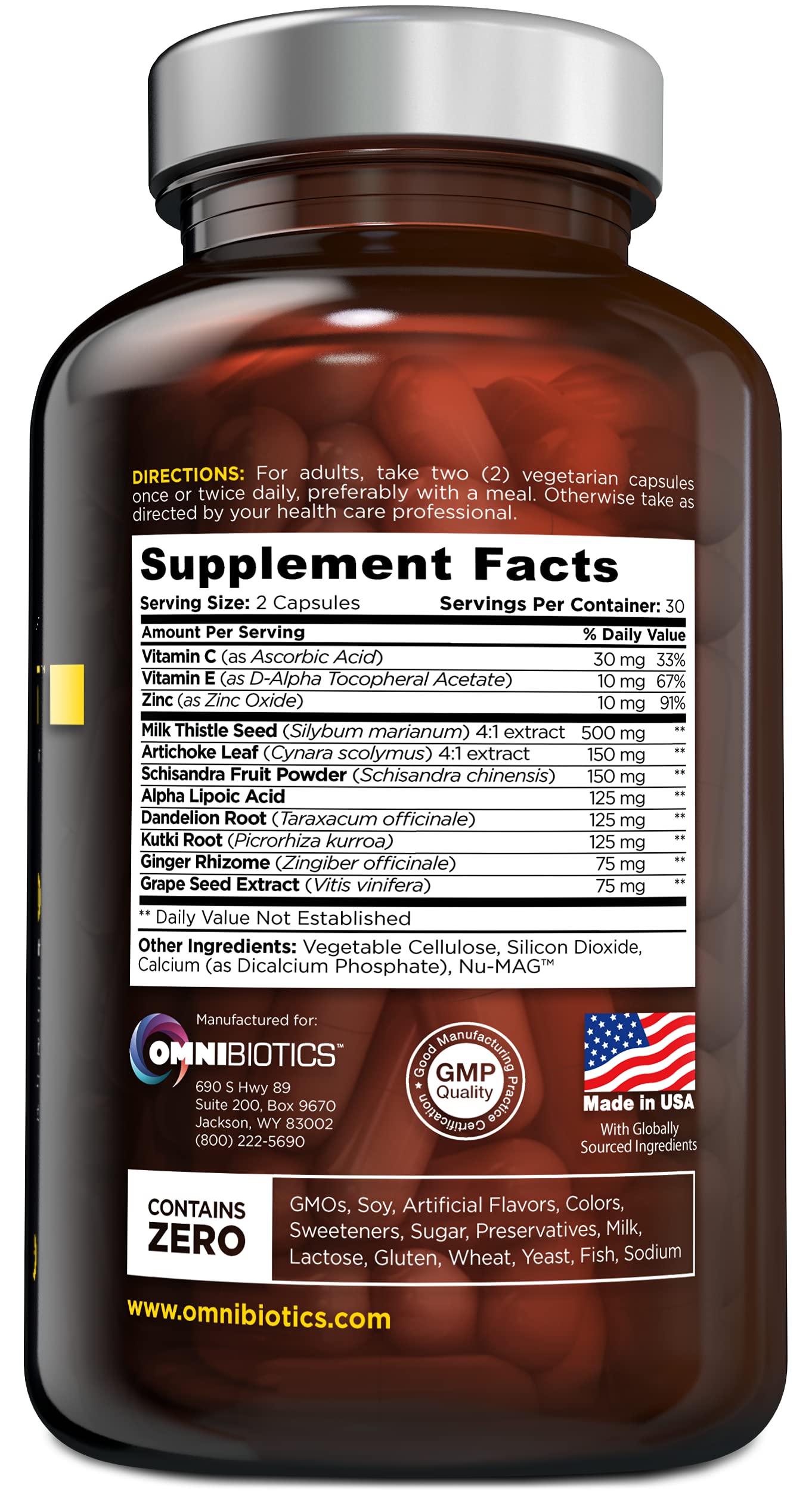 OmniBiotics cápsulas: formato práctico para desintoxicación del hígado y digestión.