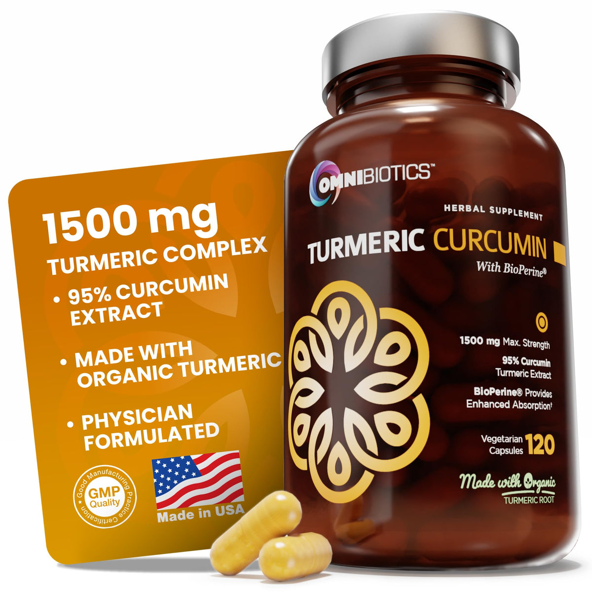 OmniBiotics polvo de cúrcuma orgánica, posible apoyo a la movilidad diaria.