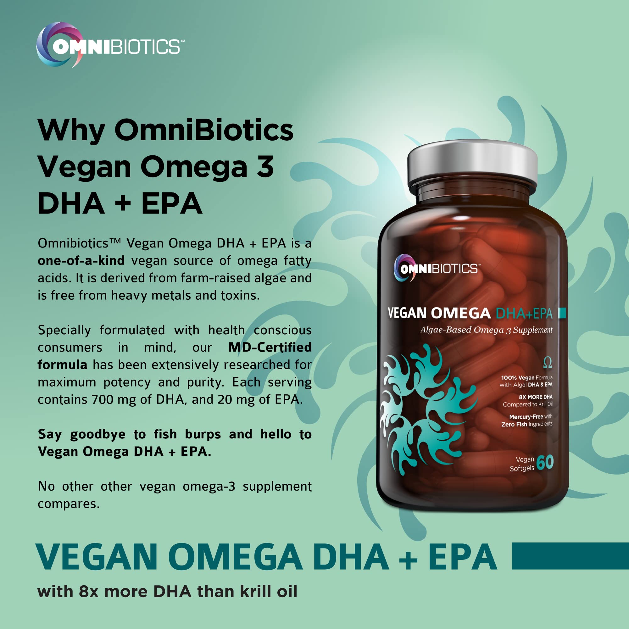 Cápsulas OmniBiotics en la mano: tamaño cómodo para uso diario