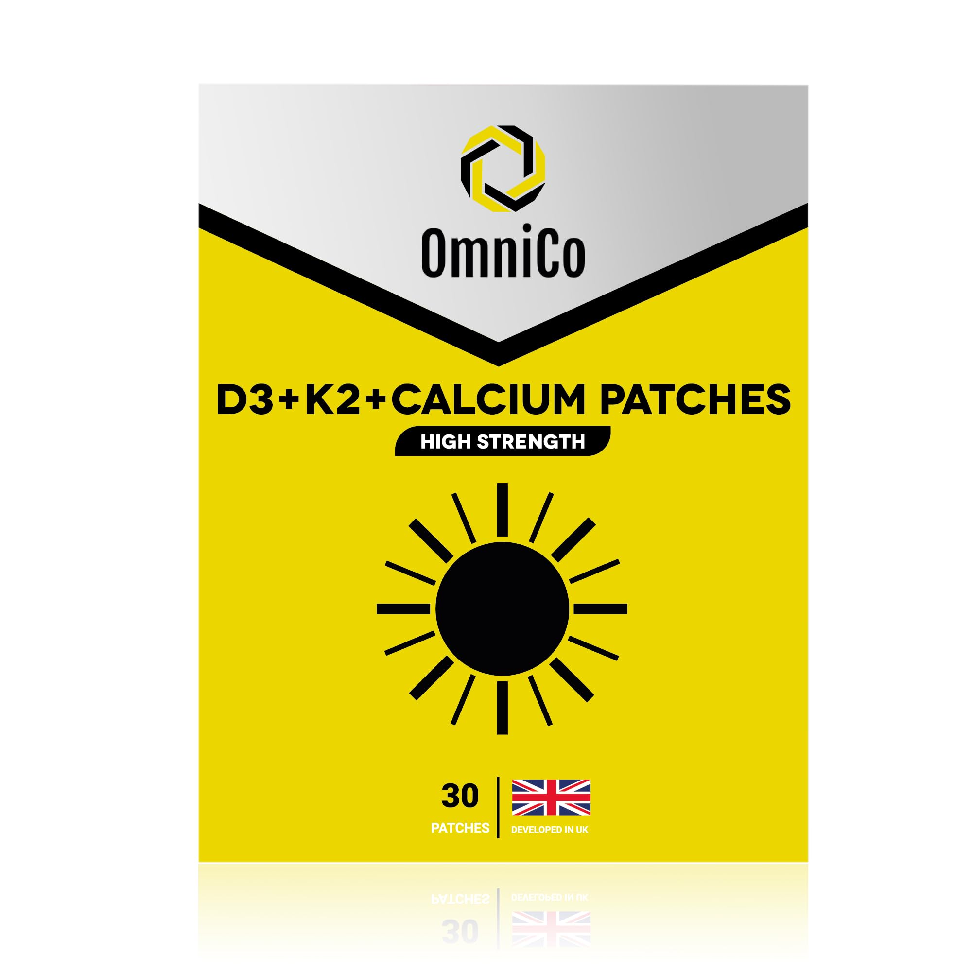 OmniCo Parches D3 K2 Calcio, empaque compacto para fácil almacenamiento.