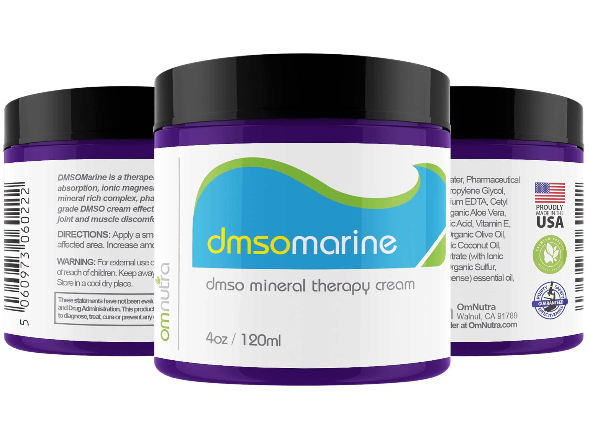 OmNutra DMSO crema botánica Arnica e incienso para piel.