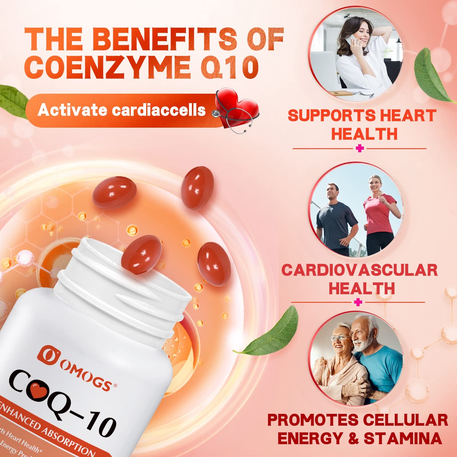 OMOGS Coenzima Q10 400 mg, dosis diaria recomendada para uso sostenido.